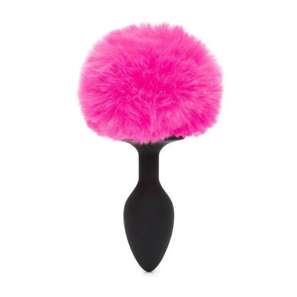 Butt Plug with Pink Fur Tail Small - beginner-friendly anal toy with a bright pink rabbit tail, ideal for comfort and playful moments.