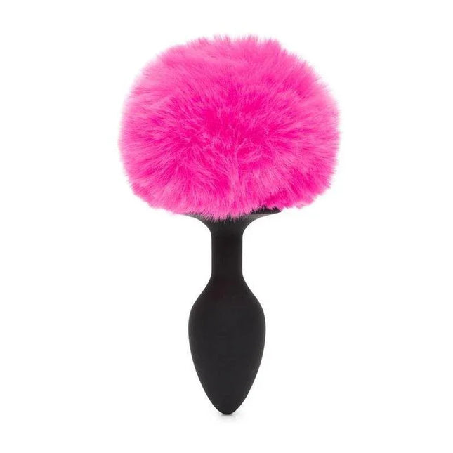 Butt Plug with Pink Fur Tail Small - beginner-friendly anal toy with a bright pink rabbit tail, ideal for comfort and playful moments.