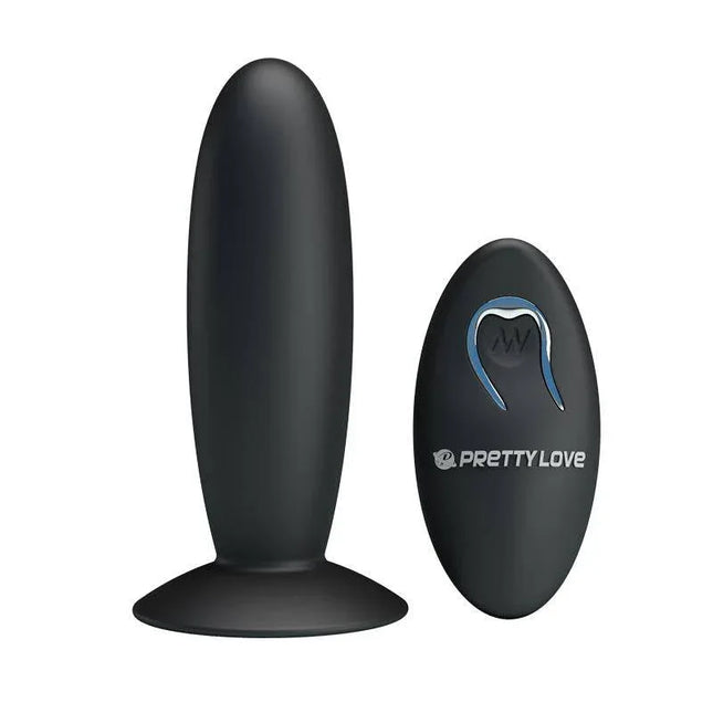 Butt Plug with Remote Control Black, rechargeable silicone with 12 vibration functions, ideal for comfortable and versatile sensations.
