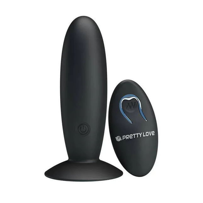 Butt Plug with Remote Control Black, silicone design, rechargeable with 12 vibration functions for customizable stimulation