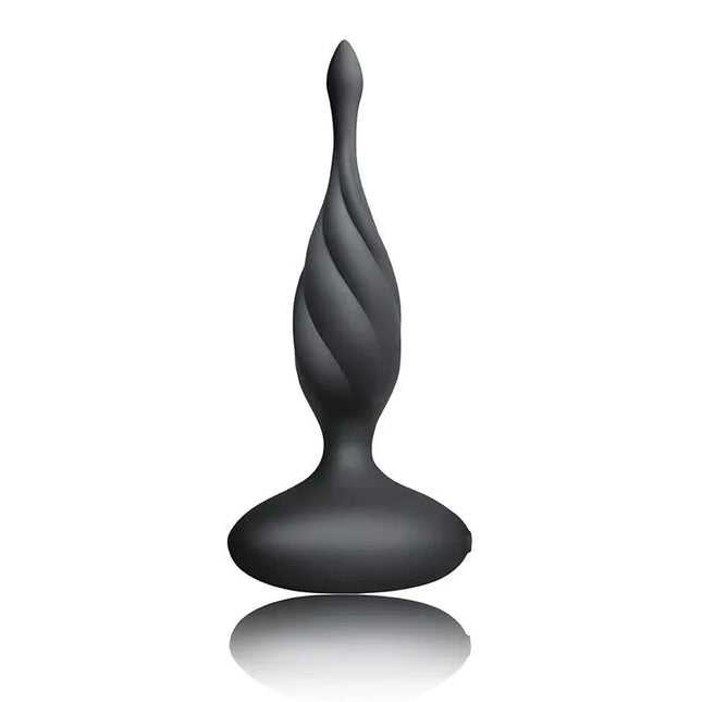 Butt Plug with Remote Control Petite Sensations Discover Black, soft silicone anal plug with tapered design, for solo or shared play.
