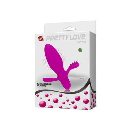 Packaging of Butt Plug with Vibration Fitch Purple displaying product features.