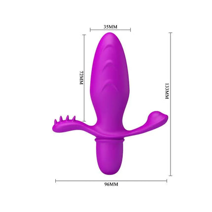 Butt Plug with Vibration Fitch Purple in ergonomic design with 10 vibration modes. Dimensions: total length 13.3 cm; insertable 7.2 cm.