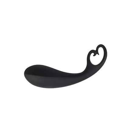Butt Stimulator Black Heart, ergonomic black silicone design for intimate play, featuring a heart handle and smooth curved silhouette.
