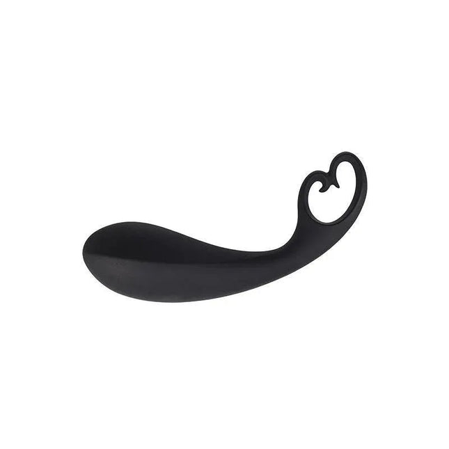 Butt Stimulator Black Heart, ergonomic black silicone design for intimate play, featuring a heart handle and smooth curved silhouette.