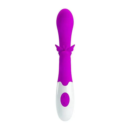 Butterfly Kiss Vibe dual-motor vibrator with elegant design and clitoral stimulator in purple
