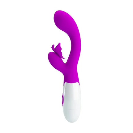 Butterfly Kiss Vibe dual-motor vibrator with clitoral stimulator in purple for intimate pleasure and exploration.