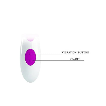 Butterfly Kiss Vibe control panel with vibration button and on/off switch, highlighting its user-friendly design for ease of use.