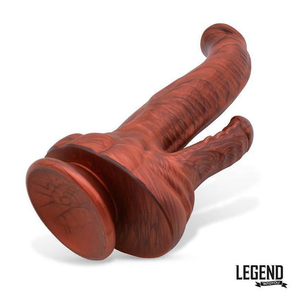Bycephalor Liquid Silicone Dildo 23,5 cm, dinosaur-themed fantasy toy by Lengen Dildos, crafted for deep immersive stimulation in red design
