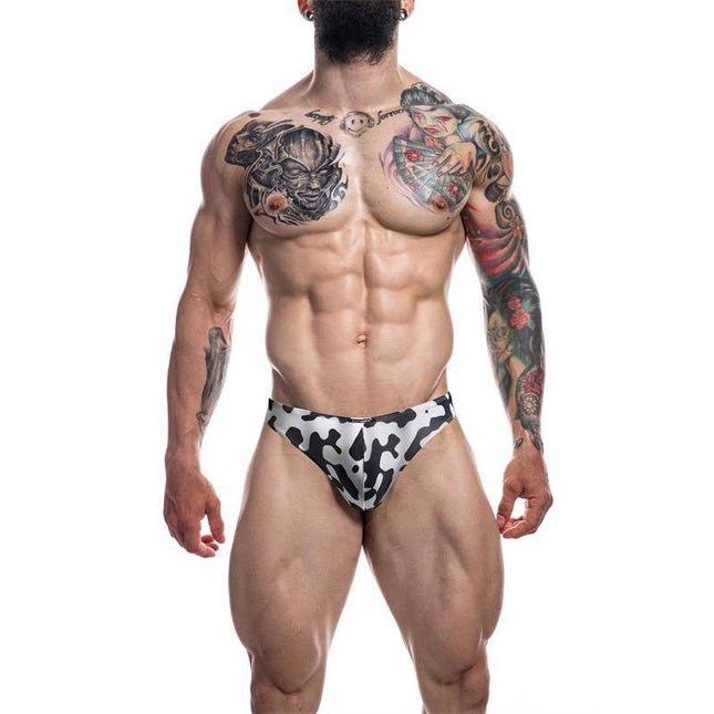 C4M01 Low Rise Bikini Brief Camo on model showcasing modern design and comfort in camouflage pattern.