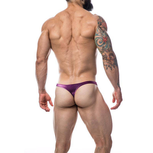 C4M03 Classic Thong Pink Skai for men, rear view showcasing bold style and comfort by CUT4MEN.