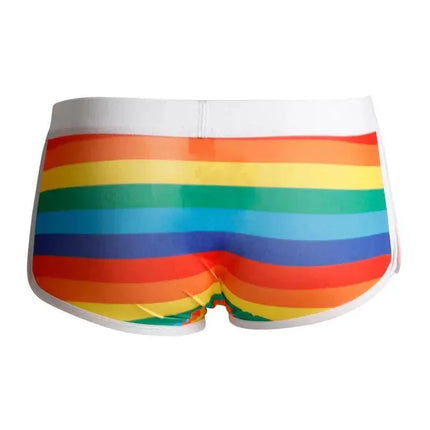 C4M06 Athletic Trunk Rainbow by CUT4MEN featuring vibrant rainbow stripes and modern athletic cut for stylish and comfortable men's wear.