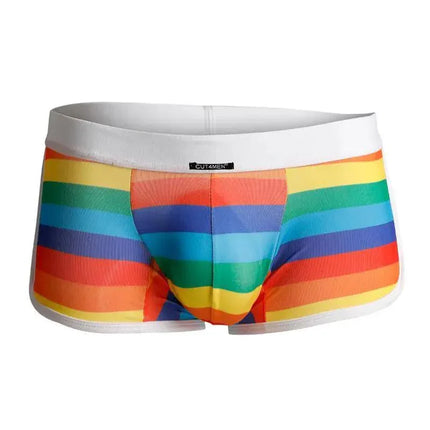 C4M06 Athletic Trunk Rainbow by CUT4MEN - Modern athletic style with ergonomic fit and colorful stripes for men.