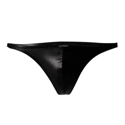 C4M11 Brazilian Brief Leatherette Black by CUT4MEN, sleek and stylish men's underwear, front view