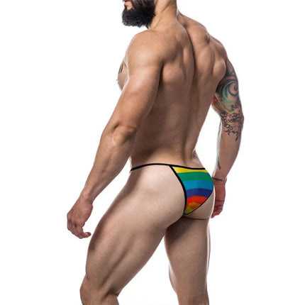 C4M12 Briefkini Rainbow by CUT4MEN, showcasing vibrant rainbow design, stylish men's underwear for comfort and bold expression.