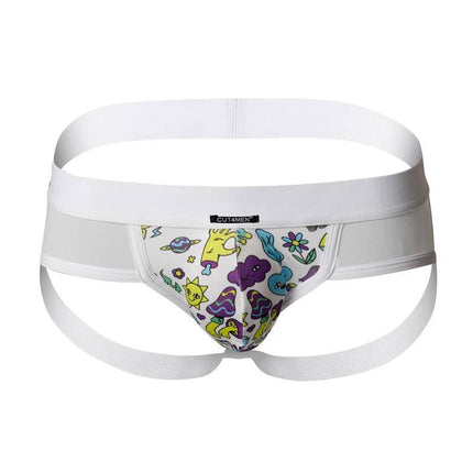 C4M13 Mixed Jockstrap Miami Ink by CUT4MEN with modern design, transparent panels, and colorful print for bold style and comfort.