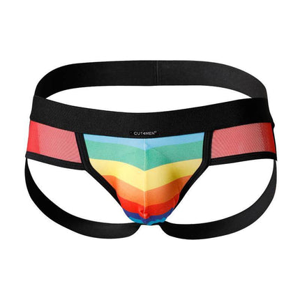 C4M13 Mixed Jockstrap Rainbow by CUT4MEN, fashion-forward men's underwear with rainbow design, blending comfort and style.