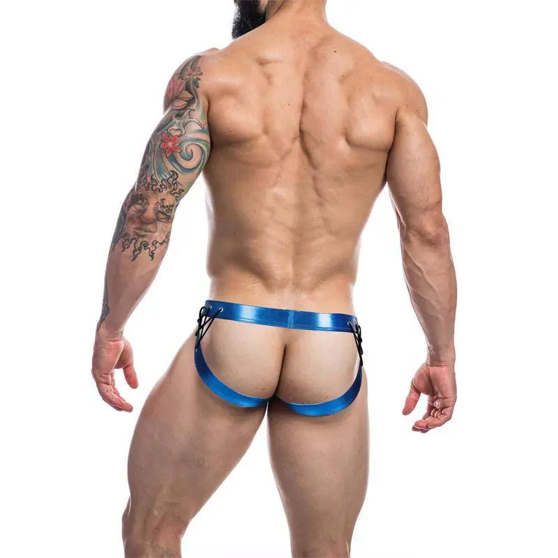 C4M14 Desire Jockstrap Blue Leatherette - secretsextoys.store