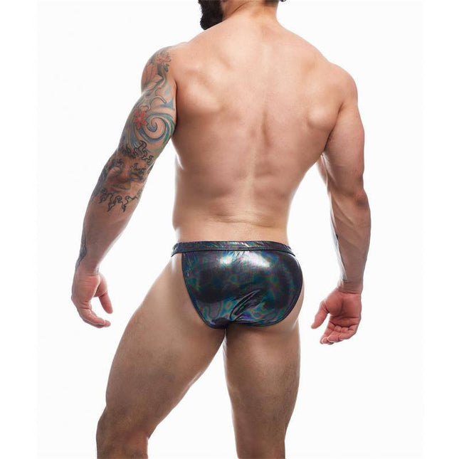 C4M32 Brief / Swimwear Emerald Black back view showing leather-inspired look