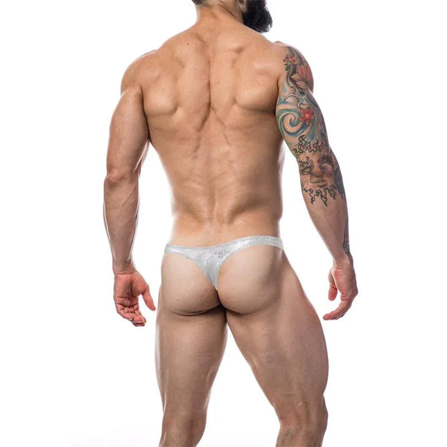 Model wearing C4MPE02 Pouch Enhancing Thong Pearl, showcasing premium underwear design focused on comfort, style, and provocative edge.