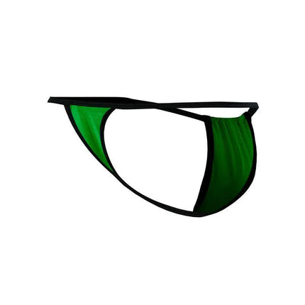 C4MSPX04 Fluo Pouch V-String Green thong with a minimalist design and contoured pouch for men, shown in bold green color.