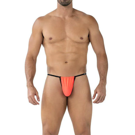 C4MSPX04 Fluo Pouch V-String Tangerine thong for men offering bold styling and comfort in a vibrant tangerine color.