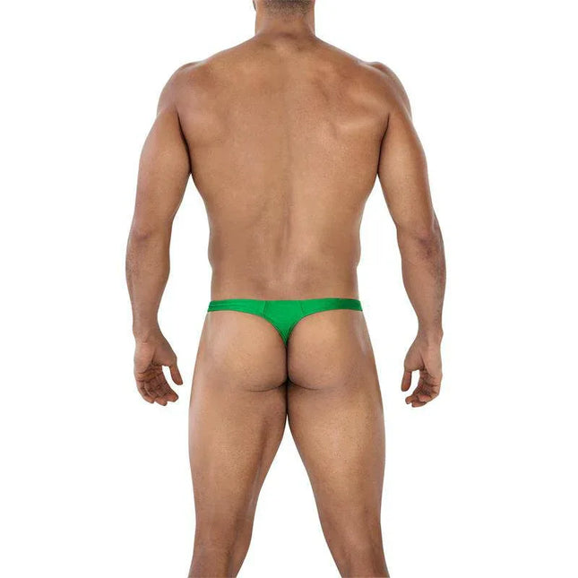 C4MSPX06 Brazilian Thong Green displayed on a model, showcasing the vibrant color and comfortable fit from CUT4MEN collection.