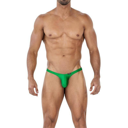 C4MSPX06 Brazilian Thong Green, vibrant men's swimwear, flexible soft fit, ideal for beach or pool.