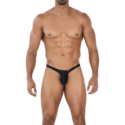 C4MSPX11 Micro Thong Black modeled with minimalist design and comfortable stretch fabric.