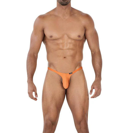 C4MSPX11 Micro Thong Copper Spring by CUT4MEN, vibrant color, stretchy fabric, front view of men's fashion underwear