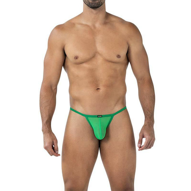 C4MSPX16 Tanga Kini Green men's thong showing stylish and comfortable fit in bold green color, perfect for everyday wear or special occasions.