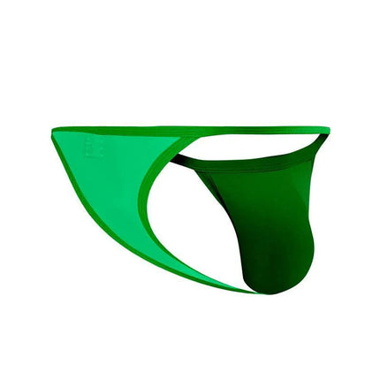 C4MSPX16 Tanga Kini Green men's thong, bold green design with premium polyamide-elastane blend for comfort and style.
