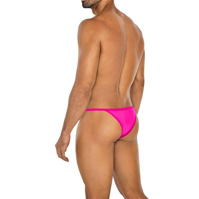 Model wearing C4MSPX16 Tanga Kini Hot Pink men's thong showcasing bold style and flattering fit.