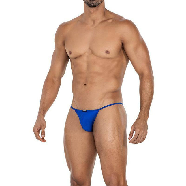 C4MSPX16 Tanga Kini Royal Blue swim brief for men, vibrant and stylish beachwear, 80% Polyamide, 20% Elastane, front view.