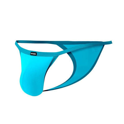 C4MSPX16 Tanga Kini Turquoise men's thong in bold turquoise color, showing seductive design and comfortable fit.