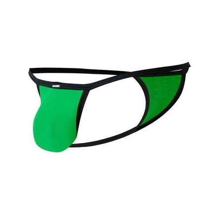 C4MSPX17 Mini Tanga Kini Green with bold green fabric and black trim.