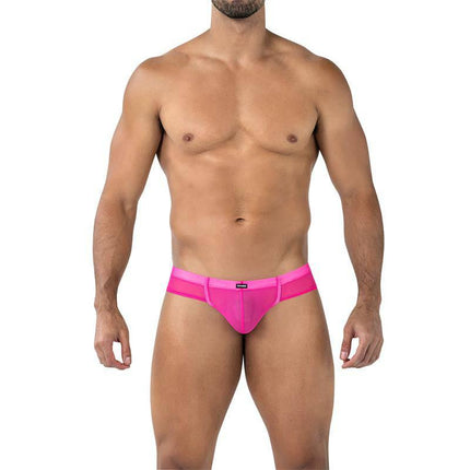 Man wearing C4MSPX22 Cheeky Brief Hot Pink underwear showcasing bold style and comfort.