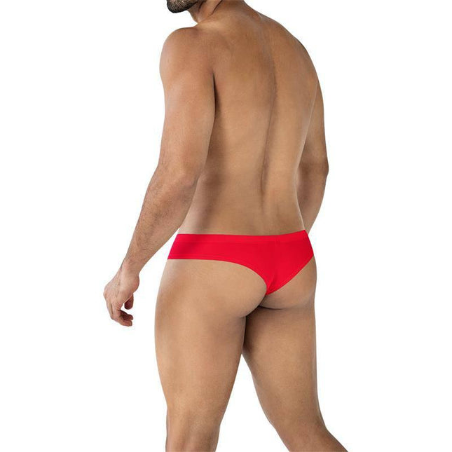 Back view of CUT4MEN C4MSPX22 Cheeky Brief Scarlet showcasing bold design and comfort for men, available in multiple sizes.