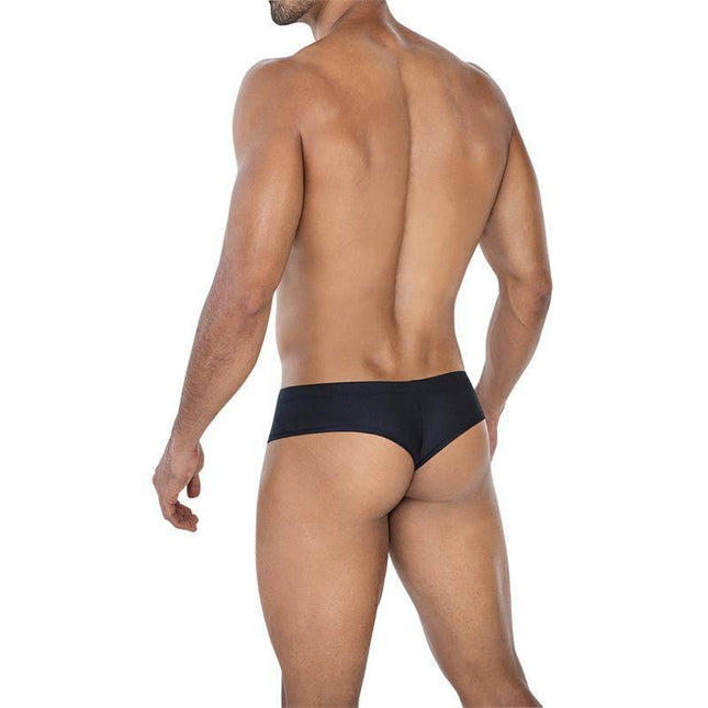 C4MSPX22 Hybryd Cheeky Brief Black for men, showcasing sleek design and comfort from CUT4MEN collection, rear view.