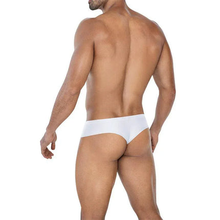 C4MSPX22 Hybryd Cheeky Brief White on male model, back view showing compact fit and soft fabric from CUT4MEN collection for versatile use