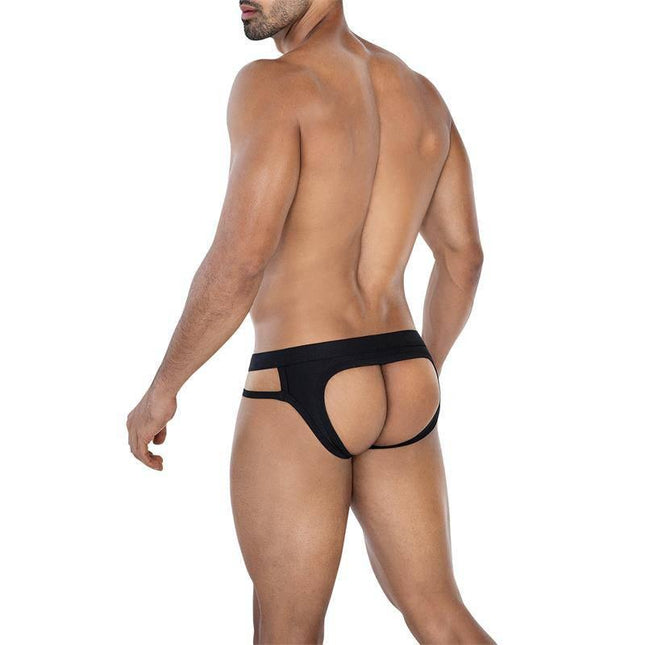 Back view of a man wearing C4MSPX23 Web Jockstrap Black, showcasing athletic fit and modern design for comfort and style.