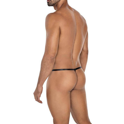 C4MSPX24 Crossed String Black Cuir offering a sleek and secure fit, perfect as underwear or swimwear for adults.