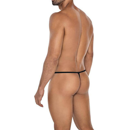 C4MSPX24 Crossed String Black men's intimate wear showcasing back design and minimal coverage.