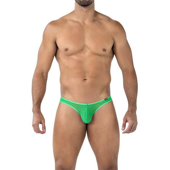 C4MSPXBUL01 Low Rise Bulge Brief Green worn by model showcasing slim fit and style.