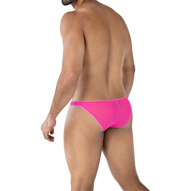 C4MSPXBUL01 Low Rise Bulge Brief Hot Pink, rear view showcasing sleek design and vibrant color.