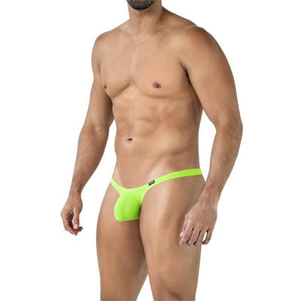 C4MSPXBUL02 String Bulge Fluo men's thong with natural push-up pouch in vibrant green from CUT4MEN's comfortable SP4NDEX collection.