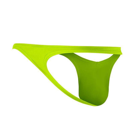 C4MSPXBUL02 String Bulge Fluo thong, bright green, from CUT4MEN SP4NDEX collection, natural push-up pouch for comfort and silhouette enhancement.