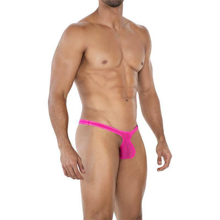 Model wearing C4MSPXBUL03 Micro Thong Hot Pink showcasing daring design and comfort.
