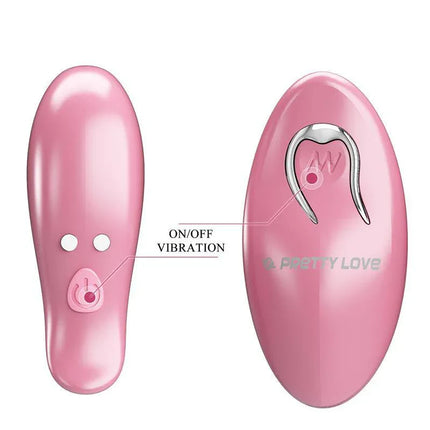 Pink remote control and Cailey Nipple Clamps with Vibration and Remote showing vibration settings