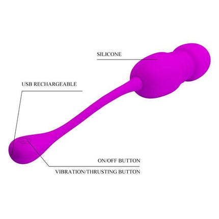 Callie Vibrating Thrusting Egg for Enhanced Pleasure, featuring USB rechargeable design and silicone material with multiple modes.